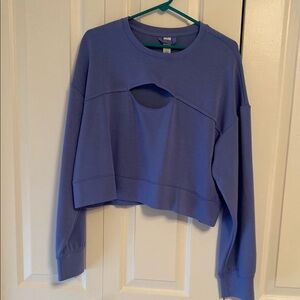 90 Degree By Reflex Blue Cropped Cutout Sweatshirt - Size XL